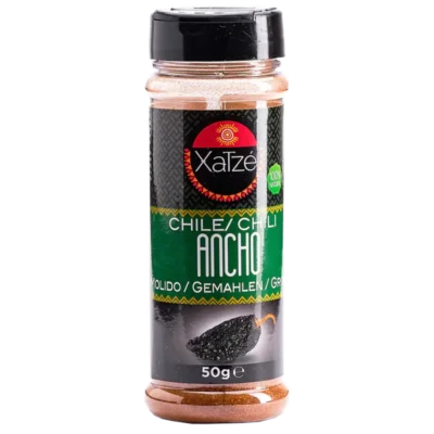 Chile Ancho Molido Xatzé 50g envase — especia mexicana 100% pura para moles y adobos