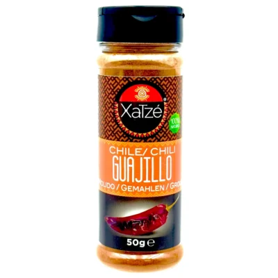 Chile Guajillo Molido Xatzé 50g envase — especia mexicana frutal 100% para birria y salsas rojas