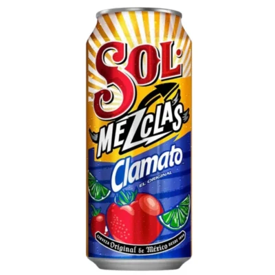 Lata de cerveza Sol Clamato 473 ml, cerveza mexicana preparada con Clamato