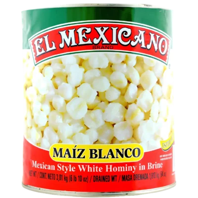 Maíz Pozolero El Mexicano 3 kg lata — cacahuazintle precocido mexicano para preparar pozole rojo, blanco o verde
