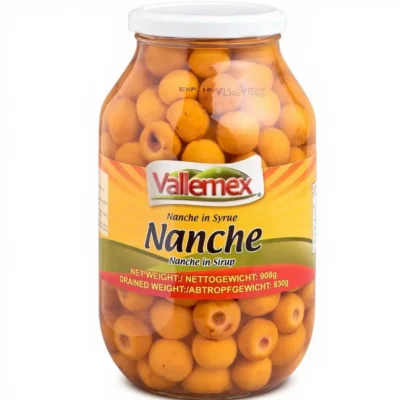 Nanche en Almíbar Vallemex 908g frasco de cristal — fruta tropical mexicana nance en almíbar natural para postres