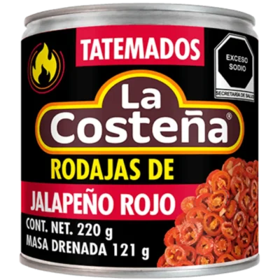 Rodajas de Jalapeño Rojo Tatemado La Costeña 220 g · Asado a la Llama