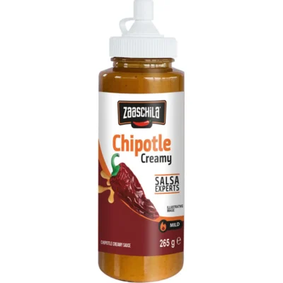 Salsa Chipotle Cremosa Zaaschila 265g botella — salsa ahumada mexicana sin lactosa para hot dogs tortas papas mariscos