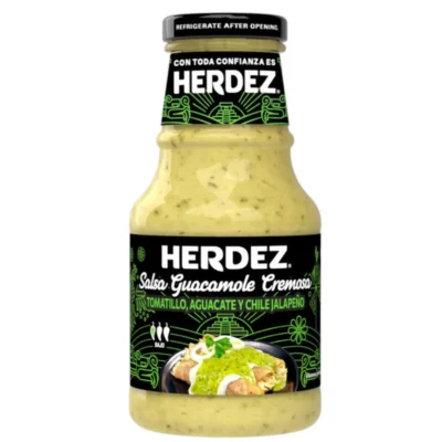 Frasco de salsa Herdez guacamole cremosa 240 g, salsa mexicana lista para untar