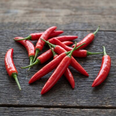 Chiles serranos rojos frescos cultivados en España — serrano maduro