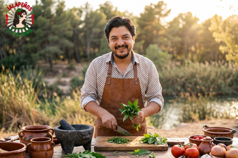 Cocina mexicana al aire libre con epazote fresco — Parque Natural del Túria