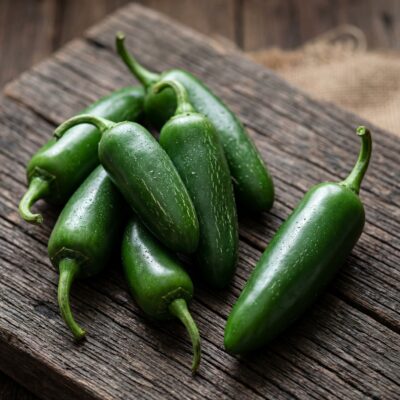 Jalapeños frescos mexicanos cultivados en España — chile cuaresmeño verde