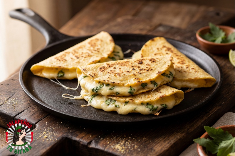 Quesadillas mexicanas con queso Oaxaca y epazote fresco